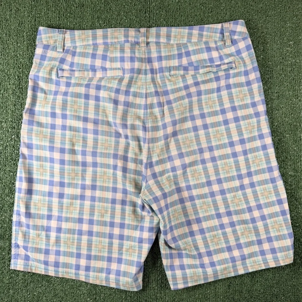 Johnnie-O Golf Shorts Mens 36 Blue Plaid Excellent Performance Stretch Prep